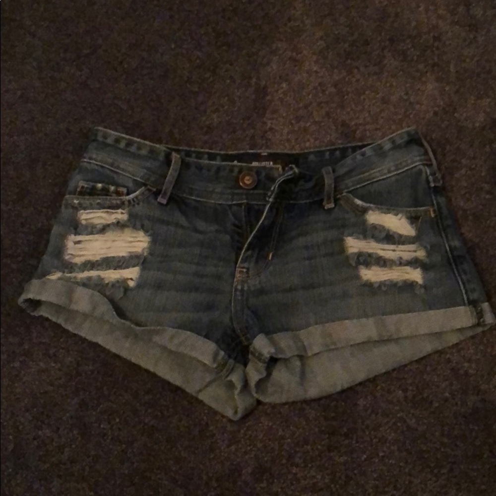 Distressed jean shorts